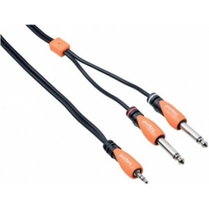 Bespeco SLYMSJ300 2 x 1/4" TS to 3.5mm TRS Cable & Adapter, 3m