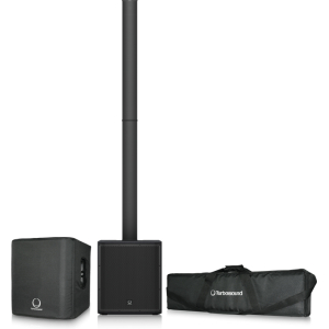 Turbosound iP2000 1000W Powered Column Loudspeaker with 12" Subwoofer, Transport Bag, and Protective Cover